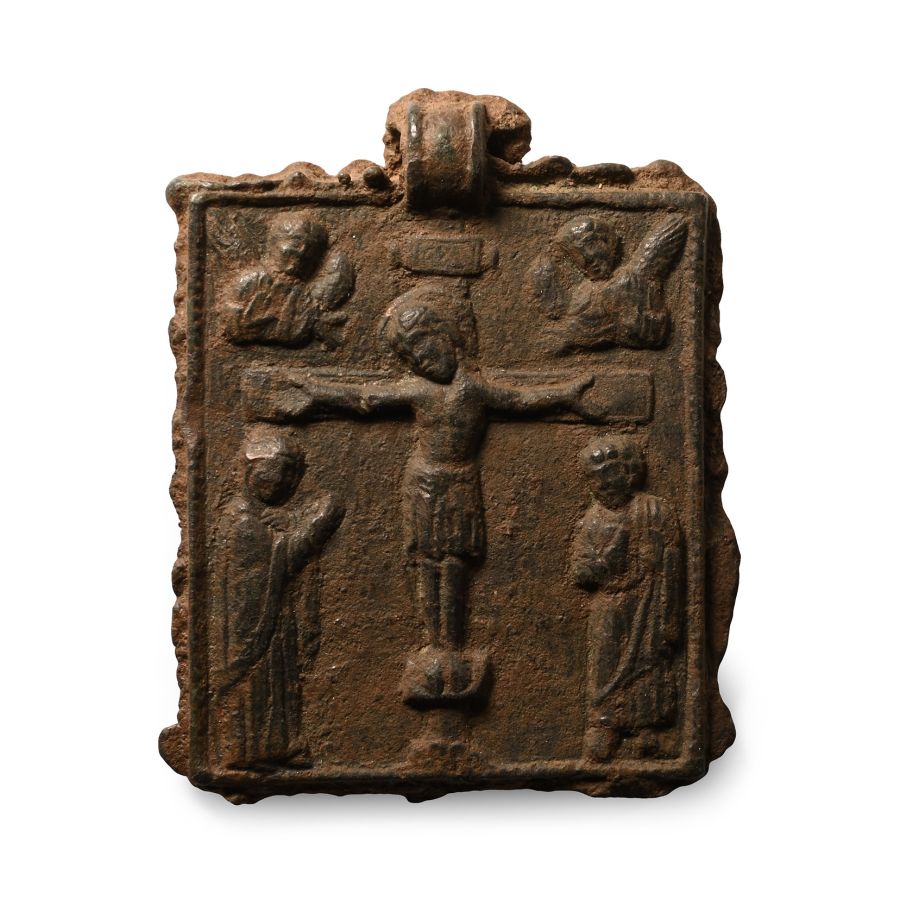 Post Byzantine Bronze Pendant with Crucifixion Scene