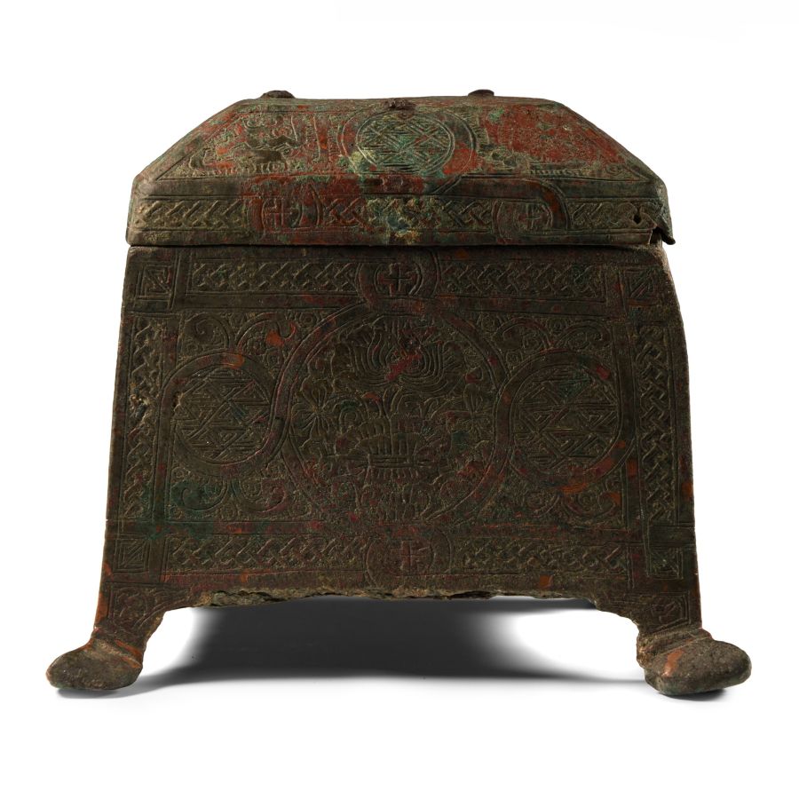 Arab-Byzantine Bronze Casket with Crosses and Naskh Inscription