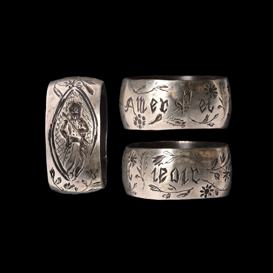 Georgian Iconographic 'Love and Enjoy' Silver Posy Ring