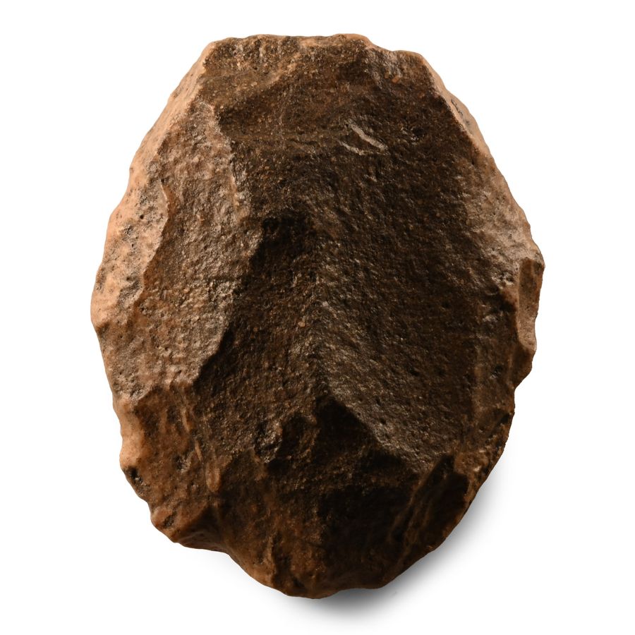 Stone Age Acheulean 'Homo Erectus' Red Quartzite Cleaver-Handaxe