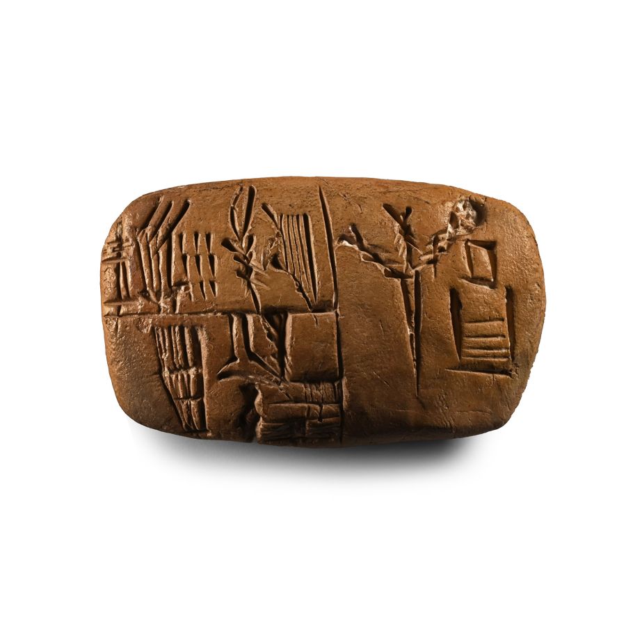 Proto-Sumerian Pictographic Tablet for Amounts of Barley