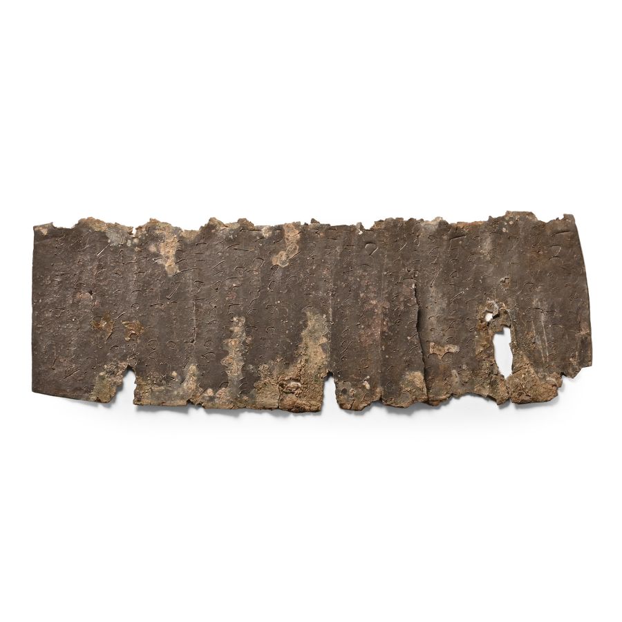 Aramaic Unrolled Lead Scroll with Magical Text