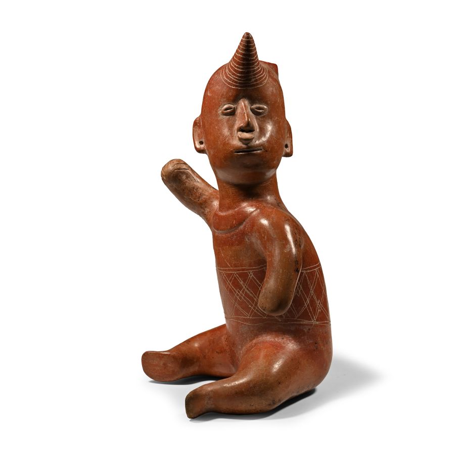 Large Pre-Columbian Colima Seated Shaman Vessel