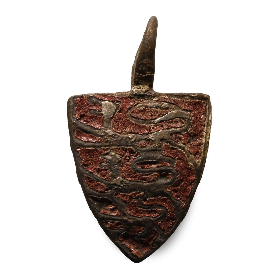 Medieval Enamelled Gilt Bronze Royal Knight's Heraldic Horse Harness Pendant