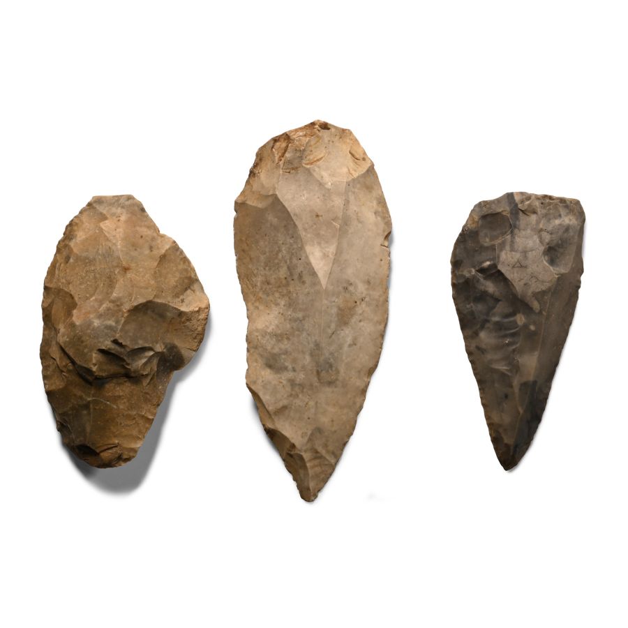 Stone Age Knapped Flint Handaxe Group