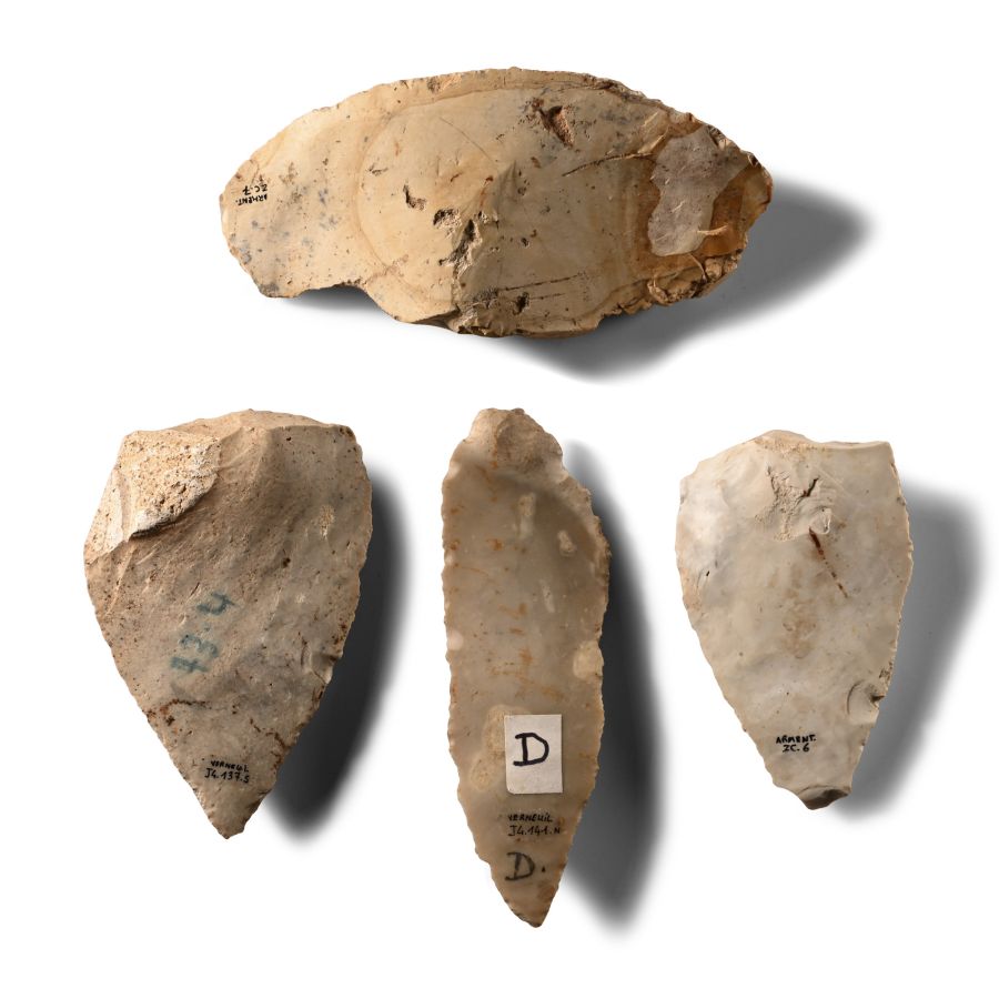 Stone Age Knapped Flint Handaxe Group