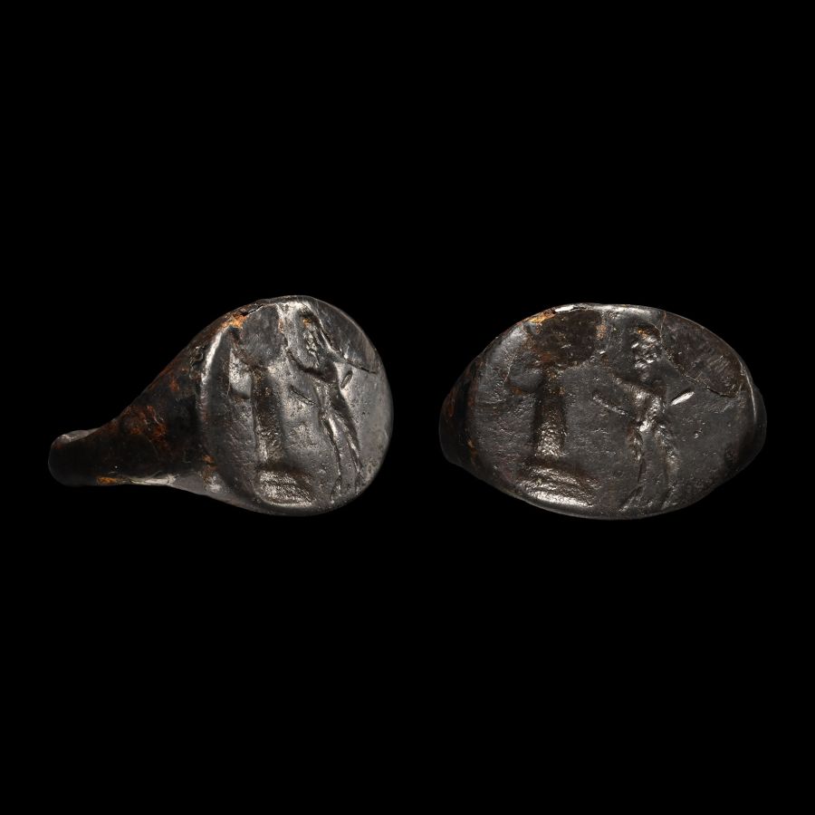 Greek Bronze Ring with Satyr