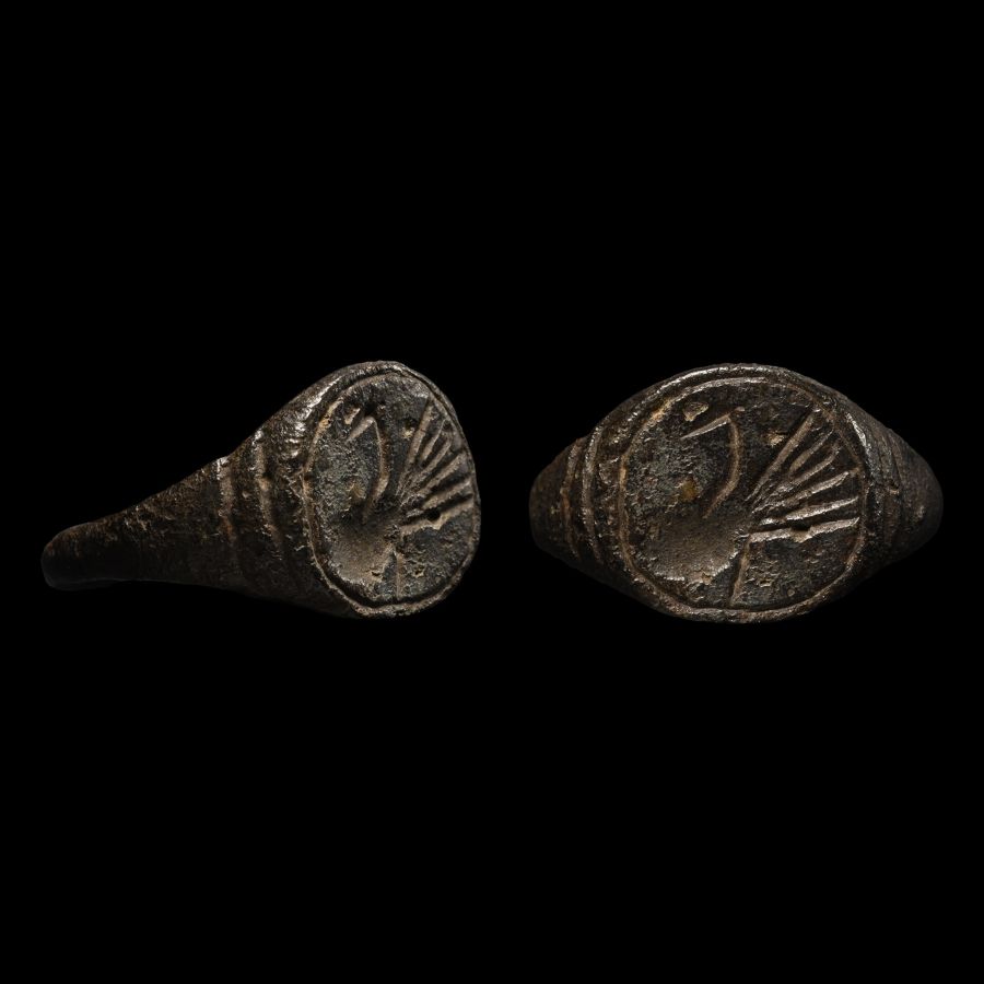 Roman Bronze Ring with Swan
