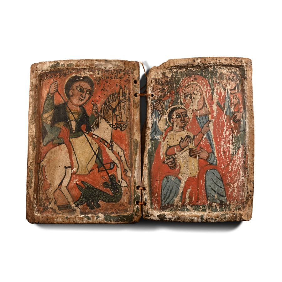 Ethiopian Folding Wooden Diptych Icon