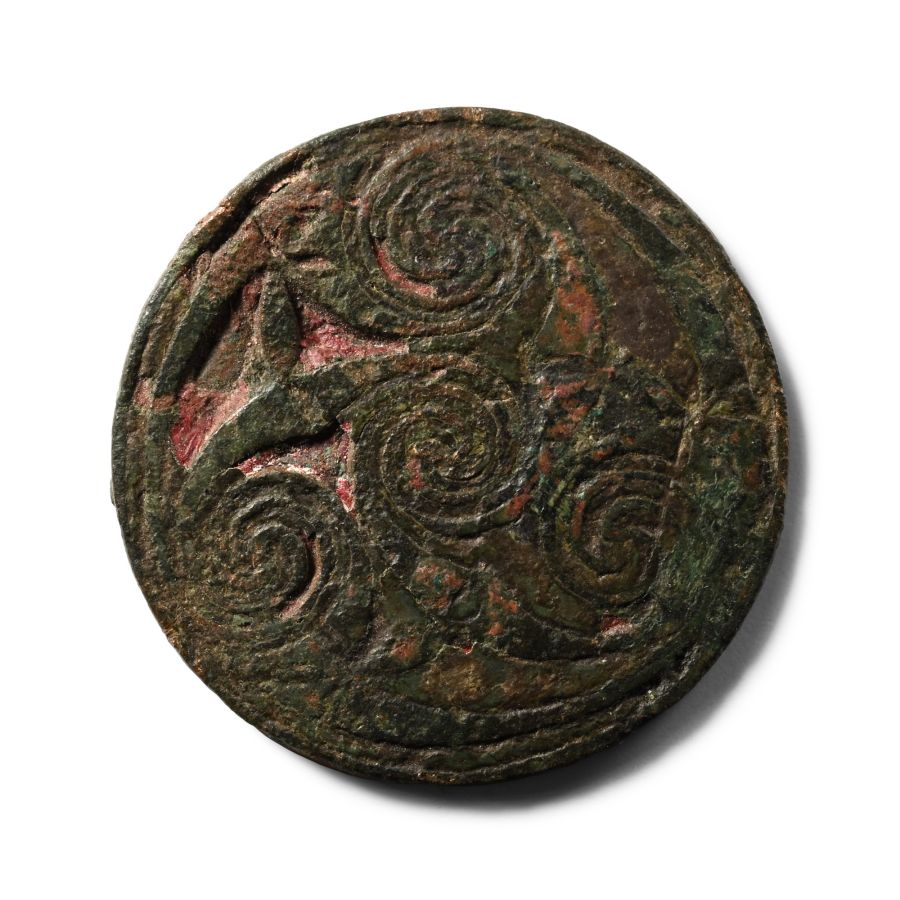 Anglo-Saxon Enamelled Bronze Hanging Bowl Mount