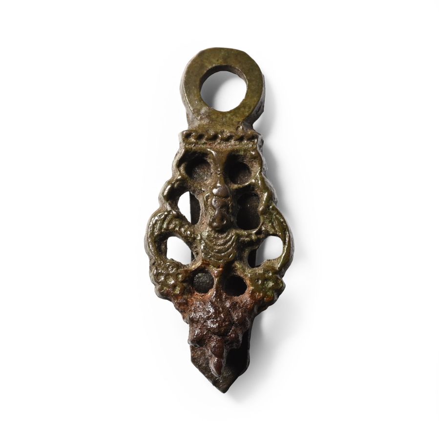 Anglo-Scandinavian Viking Bronze Bound Loki Suspension Mount