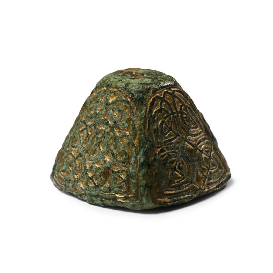 Anglo-Saxon Gilt Bronze Pyramid Scabbard Mount