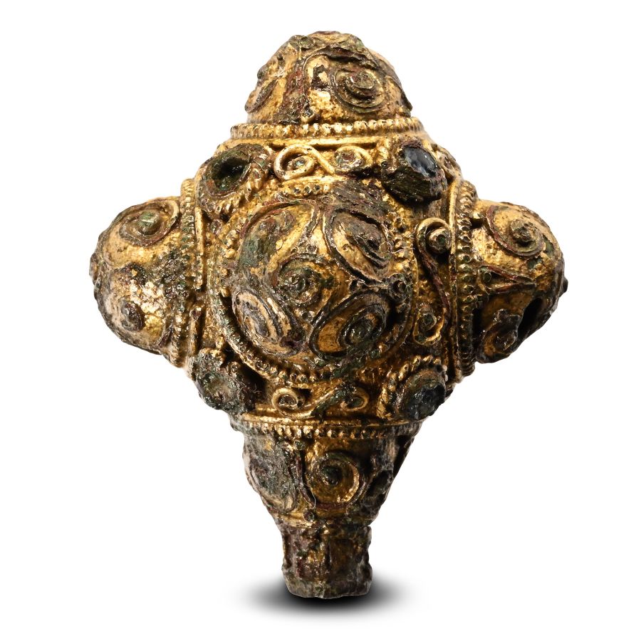 'The Kelling' Anglo-Saxon Gilt Bronze Jewelled Ball Pinhead