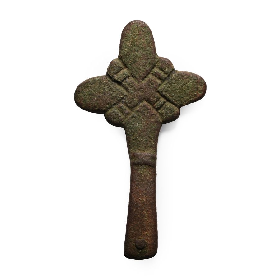 Anglo-Scandinavian Viking Bronze Cross-Shaped Strap End