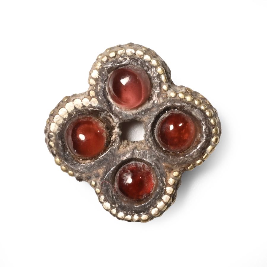 Medieval Gold Quatrefoil Mount with Garnet