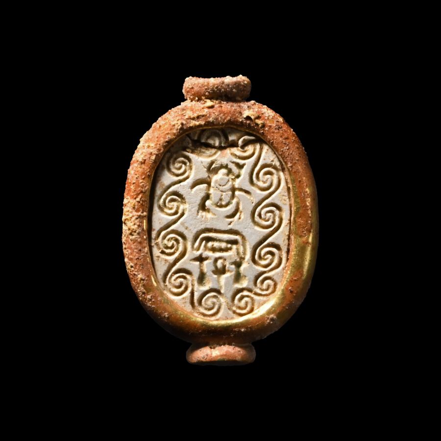 Egyptian Gold Mounted Scarab Bead