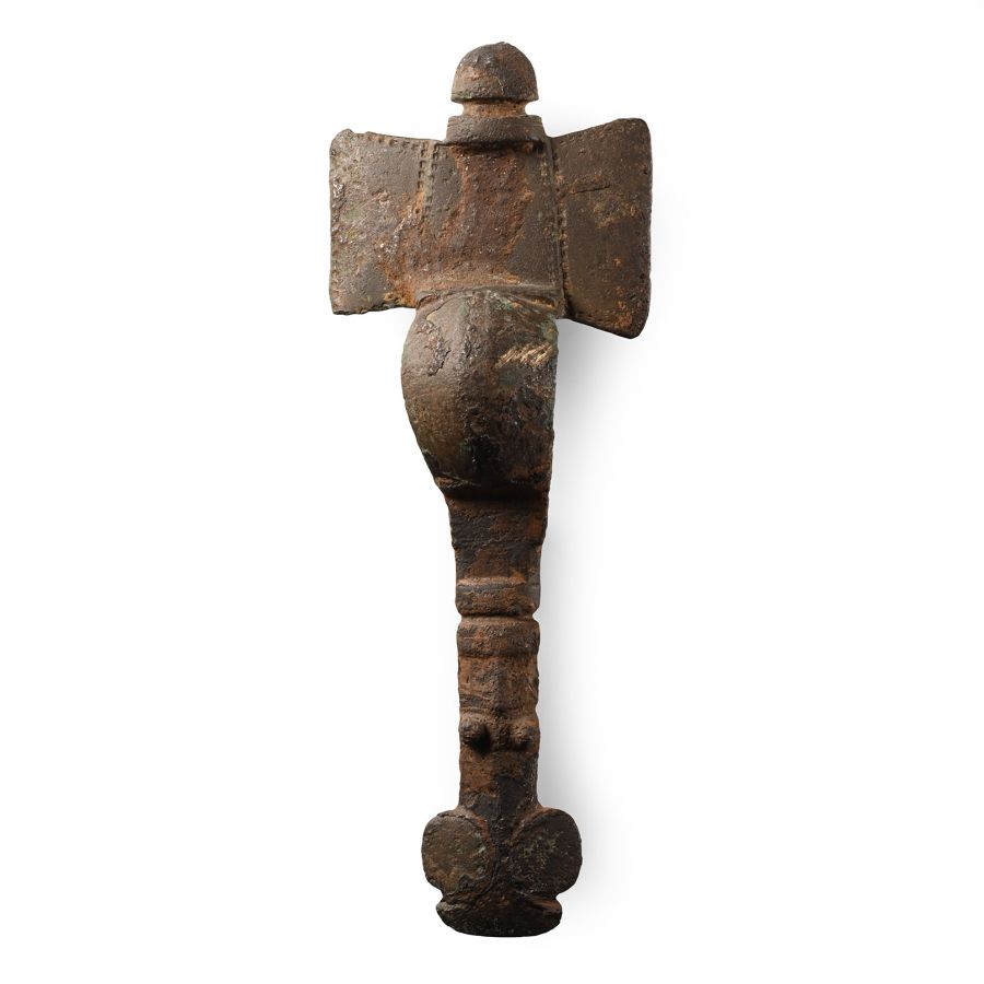 Anglo-Saxon Bronze Cruciform Brooch with Horse-Head Terminal