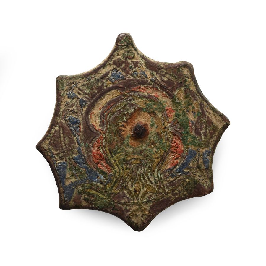Medieval Bronze Limoges Reliquary Box Mount with Christ