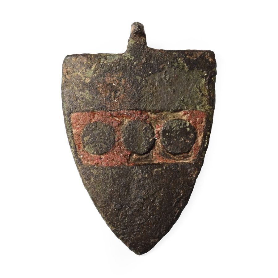 Medieval Enamelled 'Huntingfield, of Mendham Family' Bronze Knight's Heraldic Horse Harness Pendant