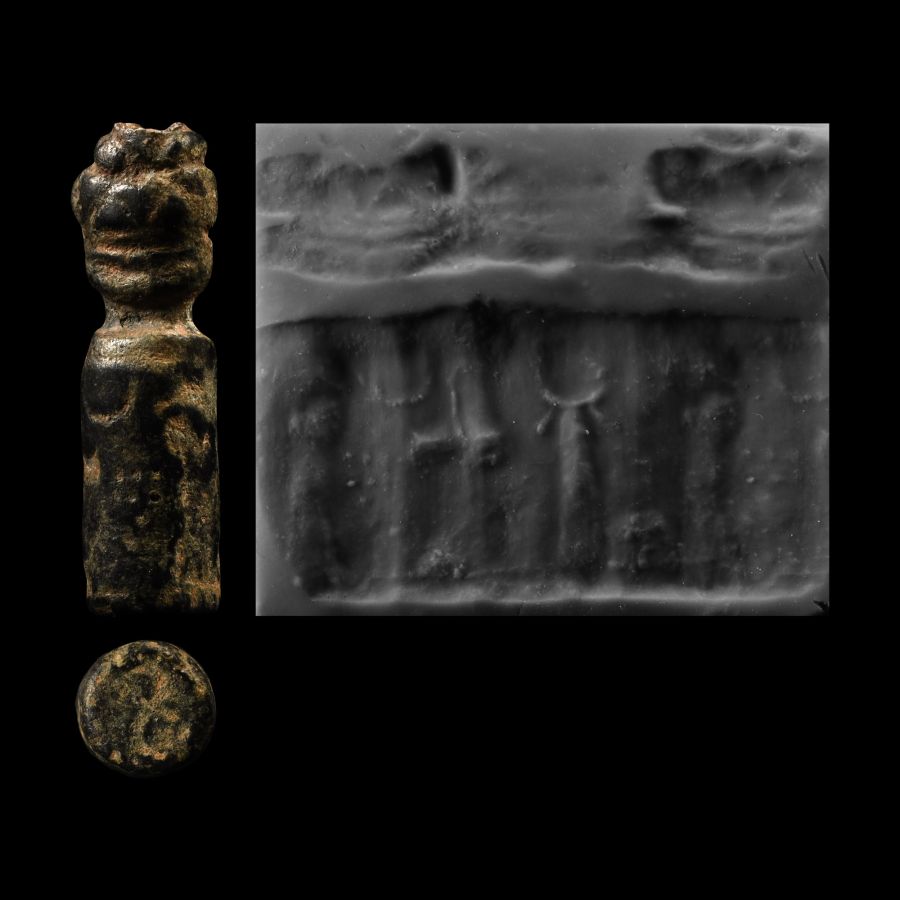 Neo-Assyrian Bronze Cylinder Seal with Pazuzu