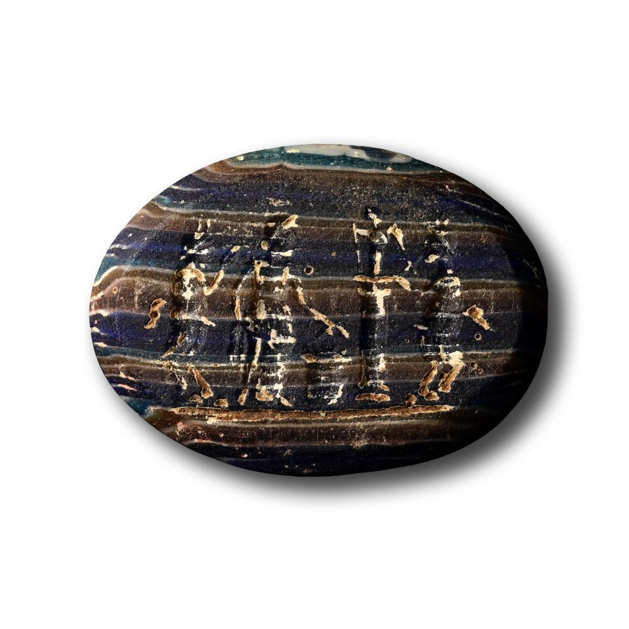 Roman Glass Intaglio with Scenic Group
