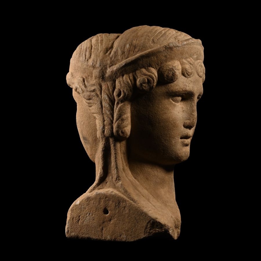 Roman Marble Janiform Herm Head of Ariadne and a Maenad