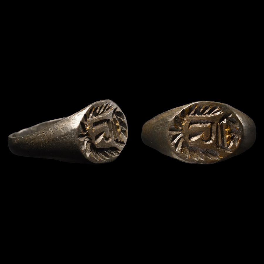 Post Medieval Bronze Ring with Crowned R