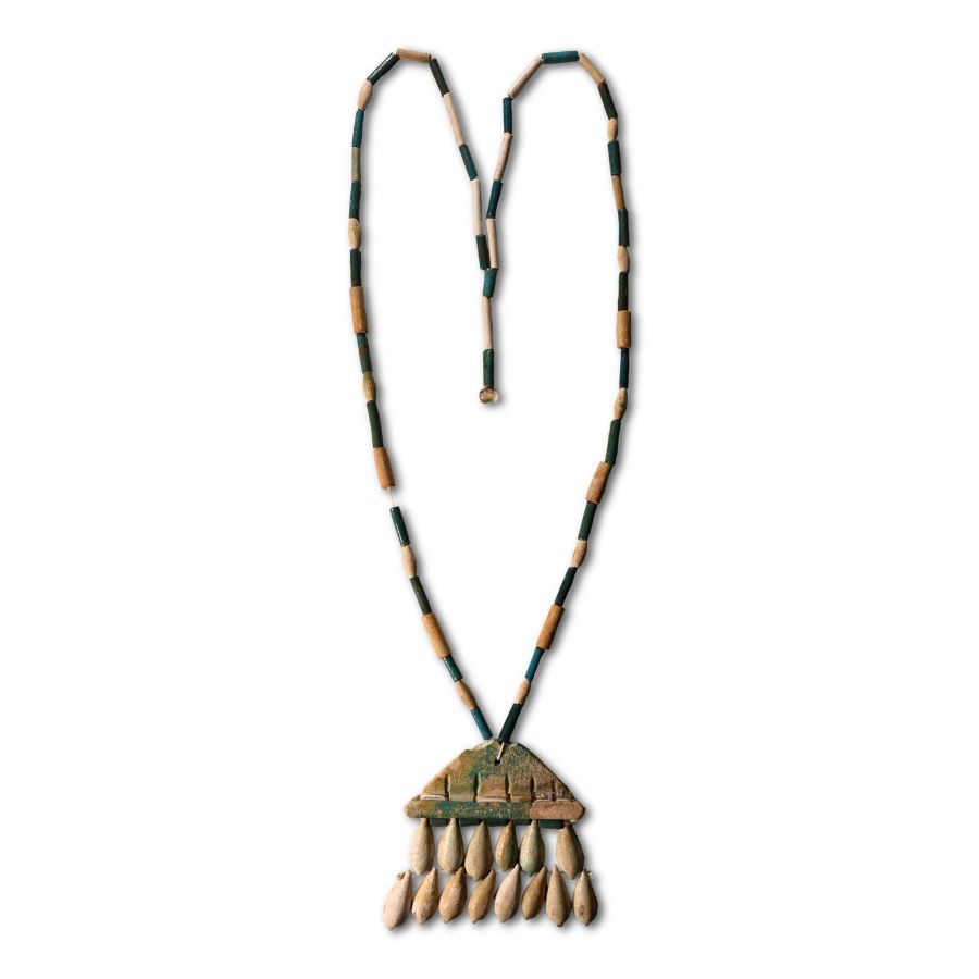 Egyptian Faience Necklace with Pendant
