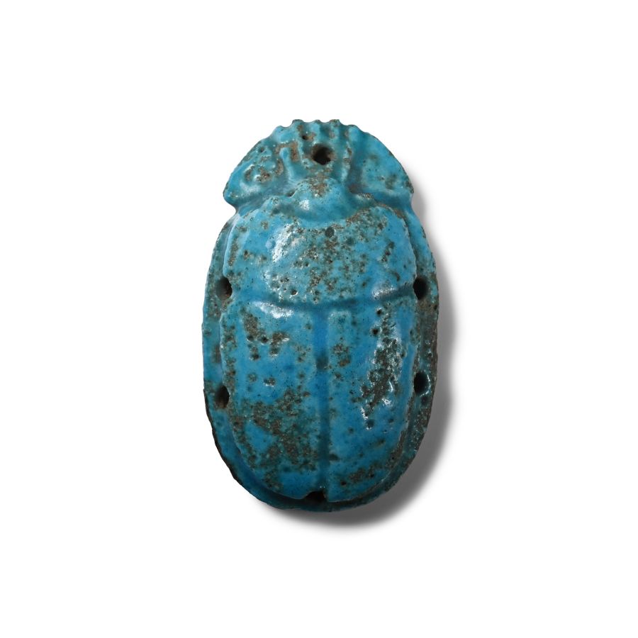Large Egyptian Blue Faience Scarab