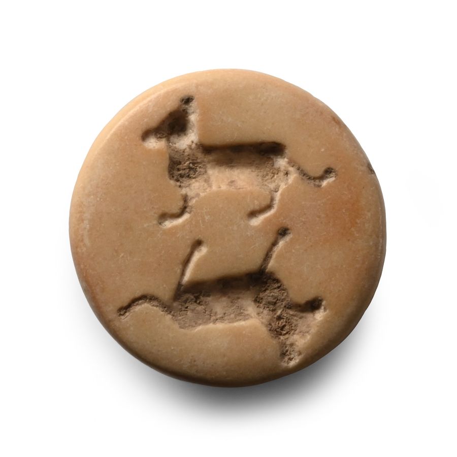 Proto-Sumerian Stone Stamp Seal with Two Animals