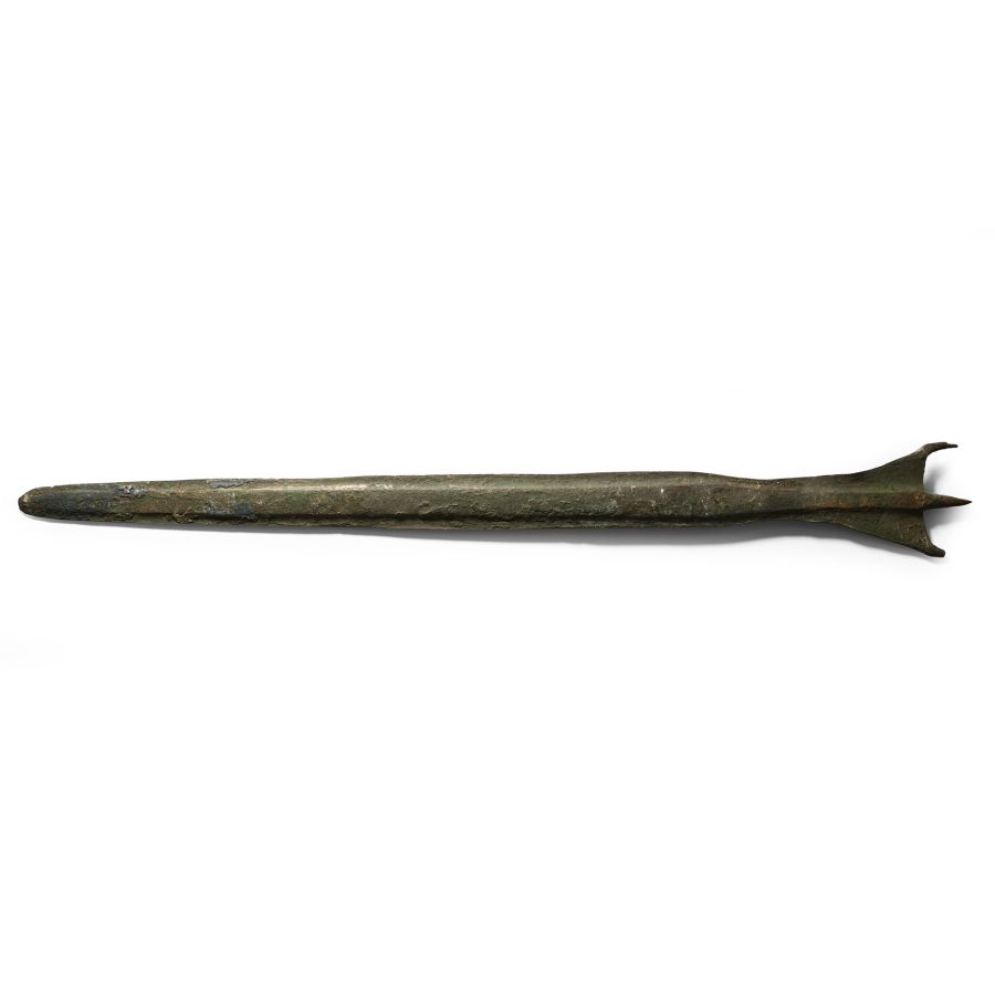 Western Asiatic Bronze Short Sword with Integral Hilt with Horns