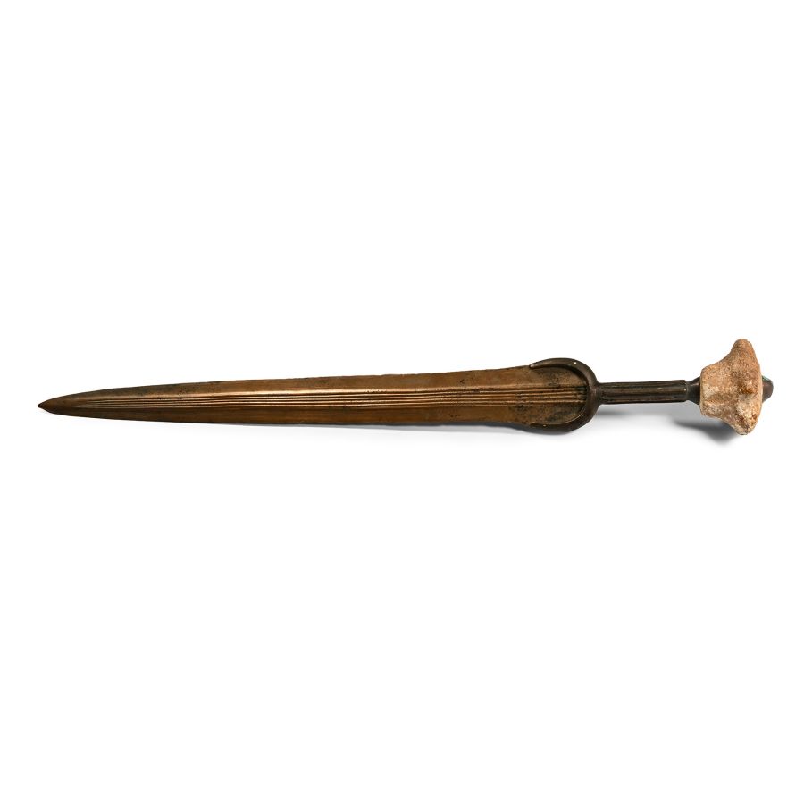 Luristan Bronze Sword with Decorated Stone Pommel