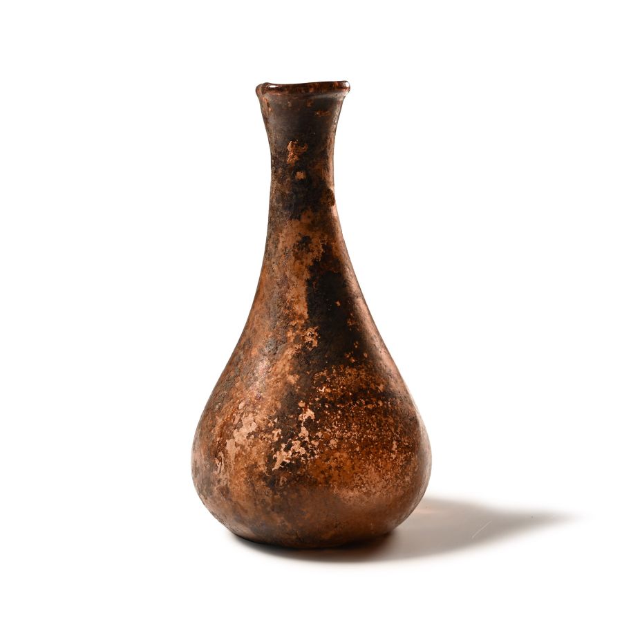 Roman Aubergine Glass Flask
