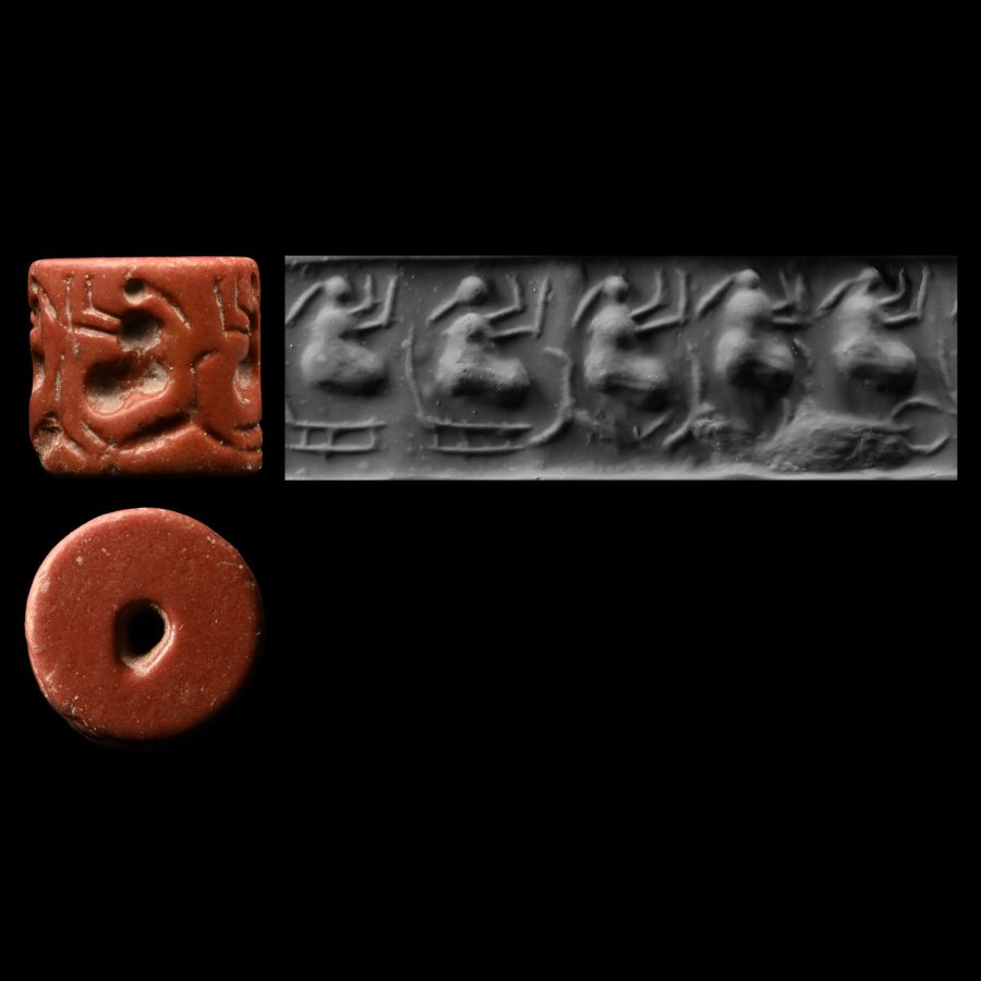 Mesopotamian Red Stone Cylinder Seal
