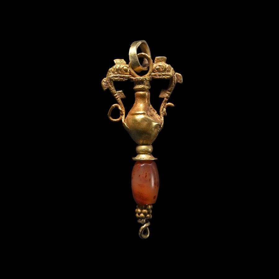 Hellenistic Gold Dolphin Amphora Pendant