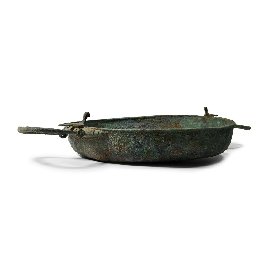 Greek Archaic Bronze Phiale with Handles