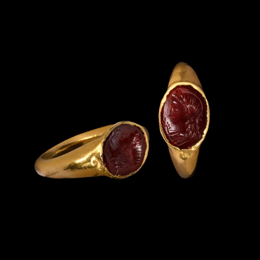 Roman Gold Ring with Head of Apollo
