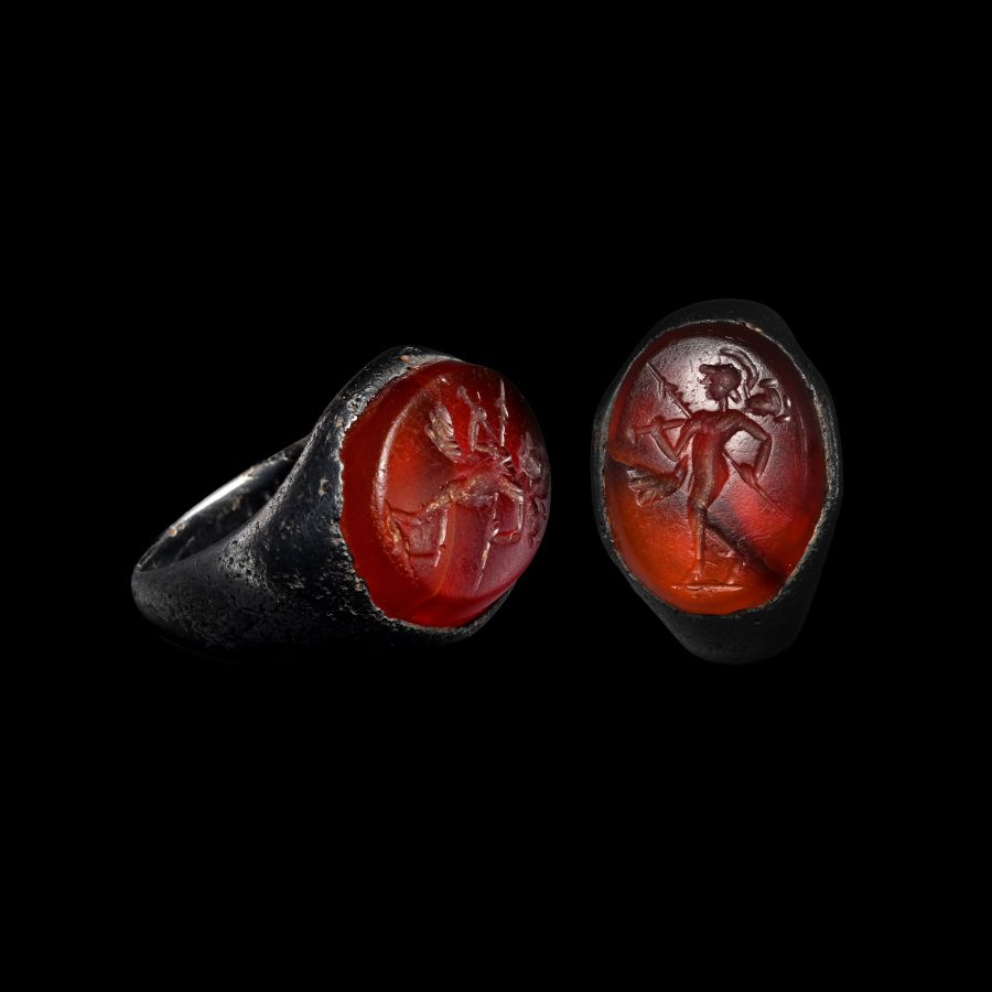 Roman Silver Ring with 'God of War' Gemstone