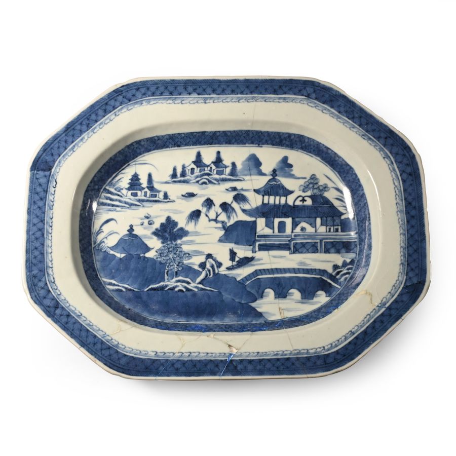 Diana Cargo Shipwreck Large Glazed Blue and White Serving Dish