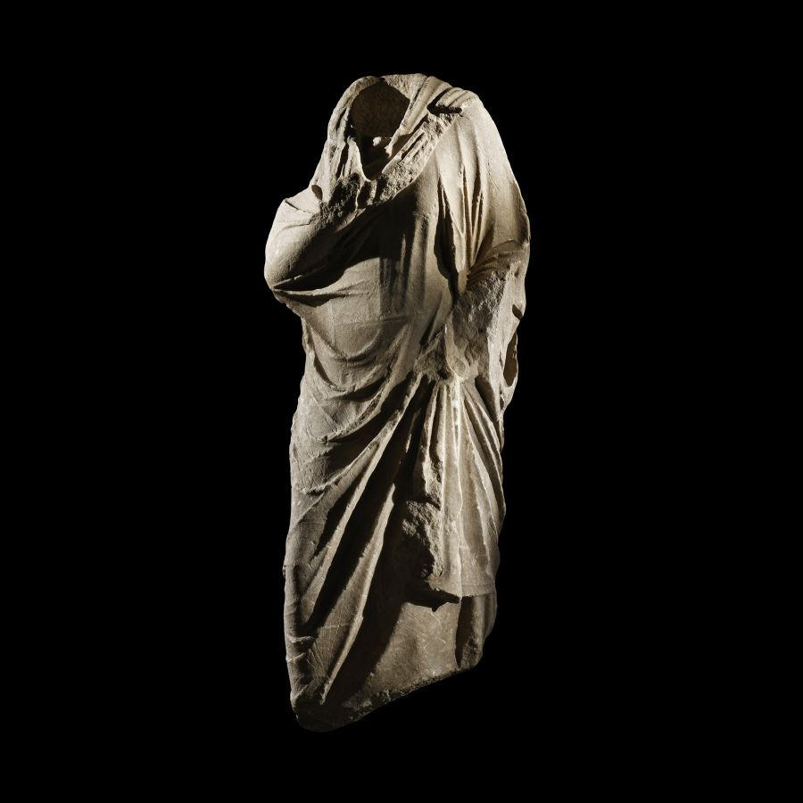 Larger Than Life-Size Greek Marble Draped Torso