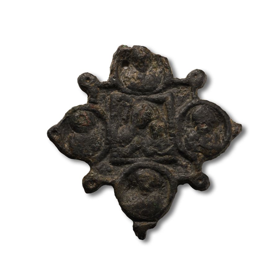 Medieval Bronze Mount with Saints