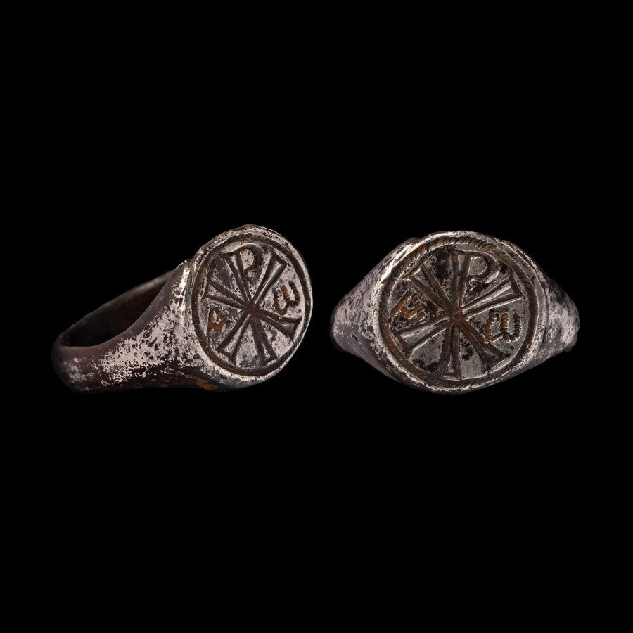 Post Medieval Silver Ring with Chi Rho