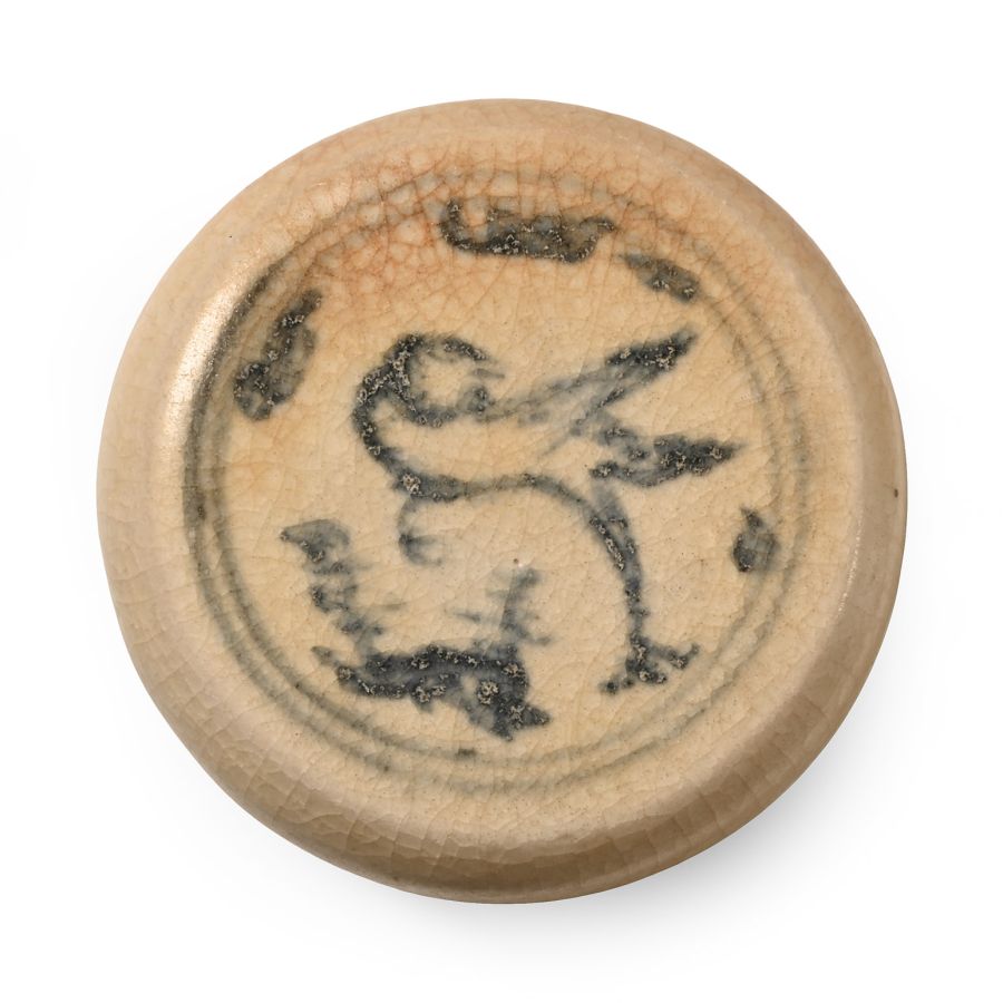 Hoi An Cargo Shipwreck Glazed Blue and White Lidded Box with Bird