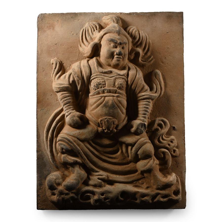 Chinese Song Terracotta Tile with Standing Warrior