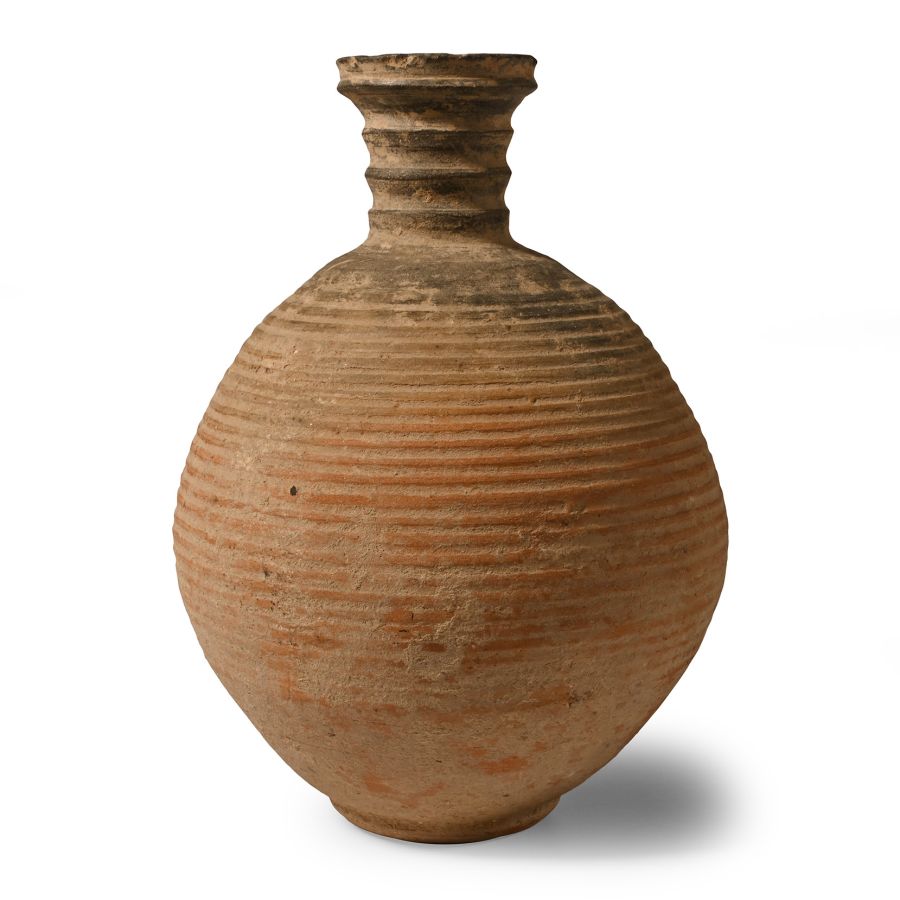 Roman Ribbed Terracotta Vase