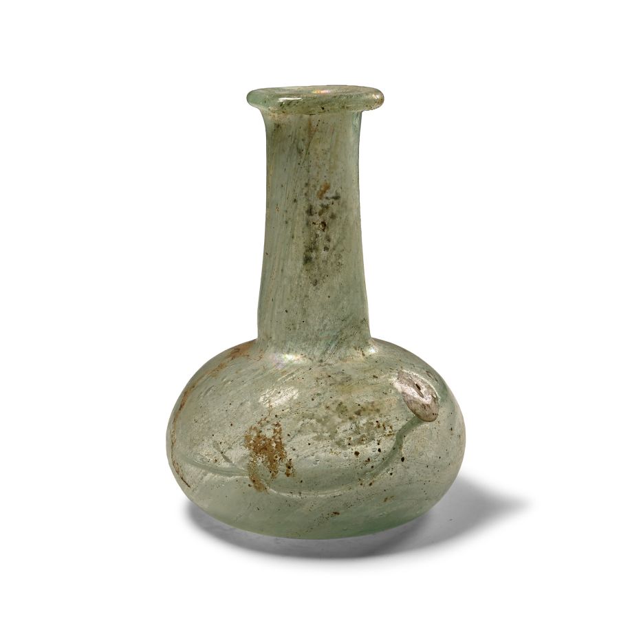 Roman Glass Bottle with Elongated Neck