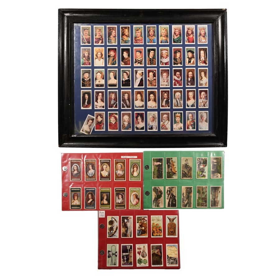 Post Medieval Framed Monarchs Cigarette Cards and 129 Others in Three Folders