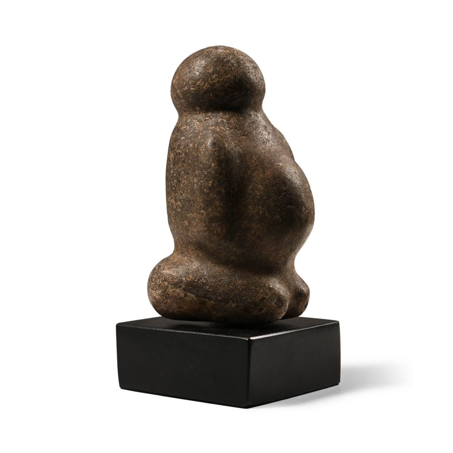 Large Stone Age Polished Kneeling Pregnant Goddess Idol