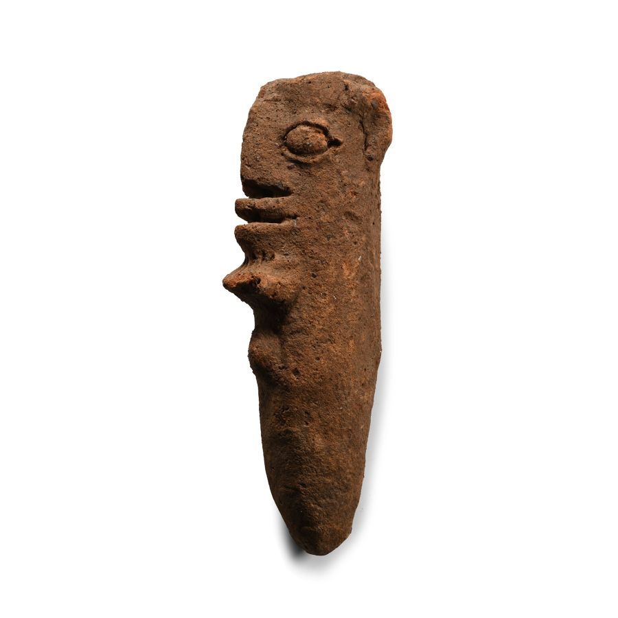 Central African Komaland Terracotta Burial Mound Head Spike