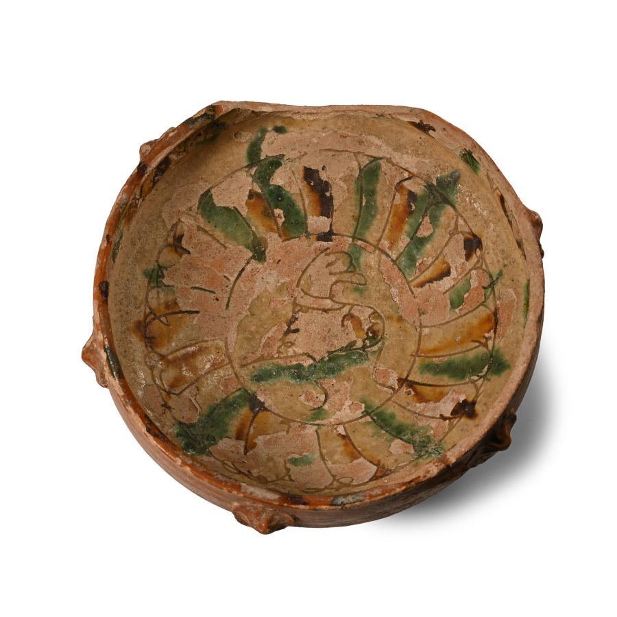 Byzantine Glazed Terracotta Sgraffito Bowl with Bird